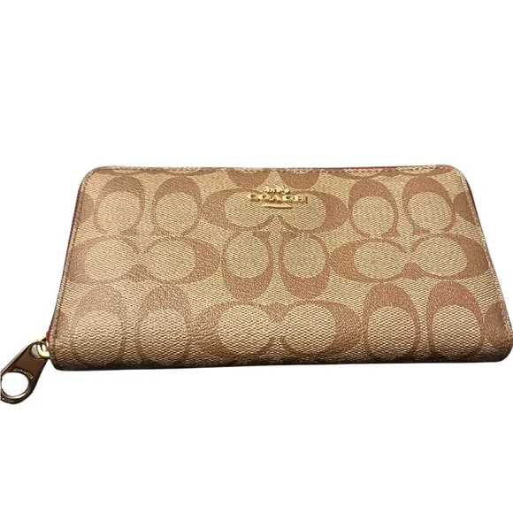 Coach Red/Wine Signature Coates Canvas Zip Wallet - Picture 6 of 13